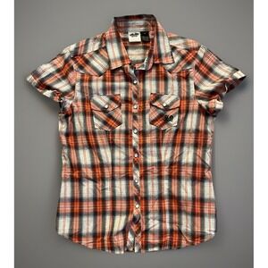 Harley Davidson Short Sleeve Shirt Pearl Snap Embroider Logo Women's Medium JBHS